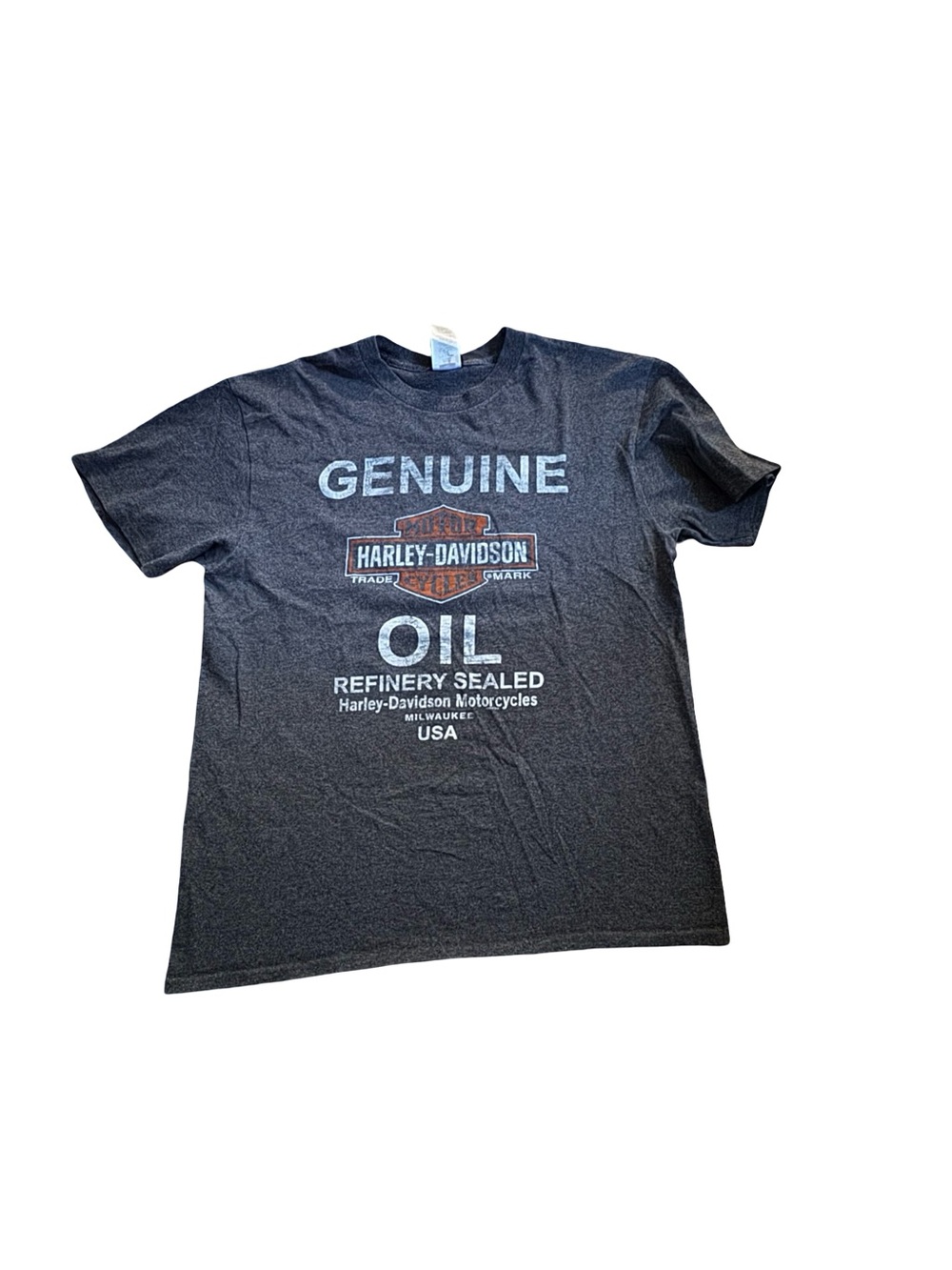 Harley-Davidson Genuine Oil Graphic T-Shirt Charcoal Gray Motorcycle Tee